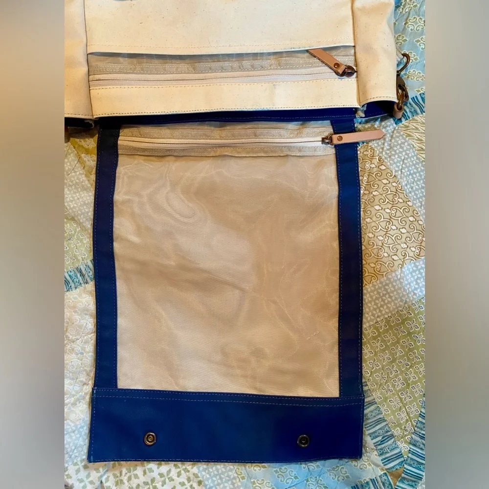 💥Petunia Pickle Bottom Pathway Pack Natural Canvas Navy Diaper Bag💥